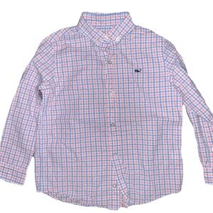 Vineyard Vines Kids Pink and Blue Plaid Button Down Shirt